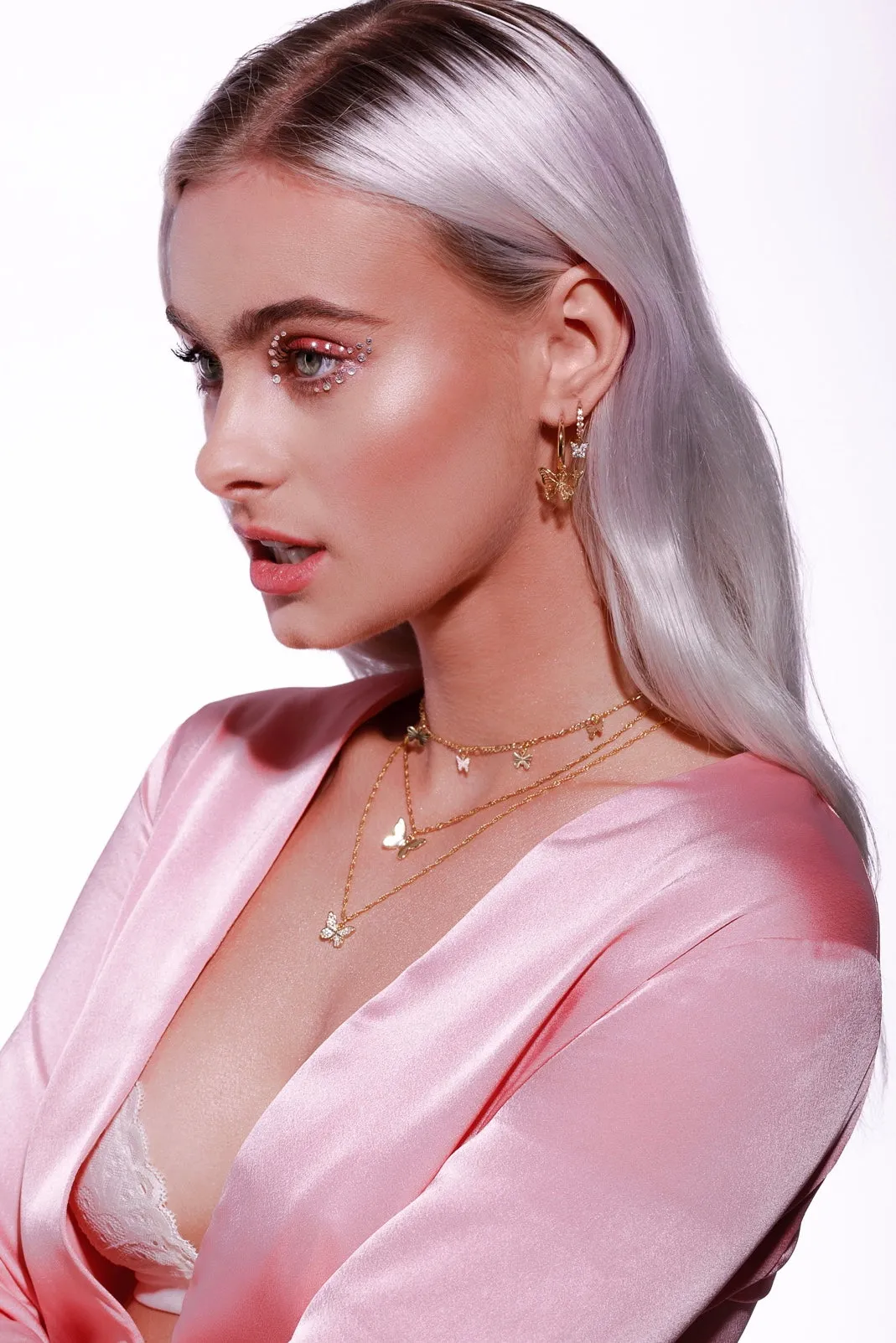 Farfalla Butterfly CZ Huggie Earrings
