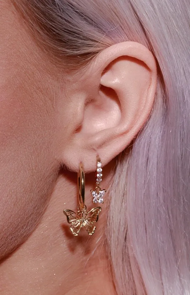 Farfalla Butterfly CZ Huggie Earrings