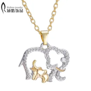 Fashion Gold Silver Plated Elephant Pendant Necklace