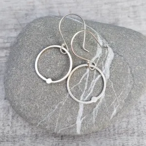 Flattened Drop Small Hoops in Recycled Sterling Silver