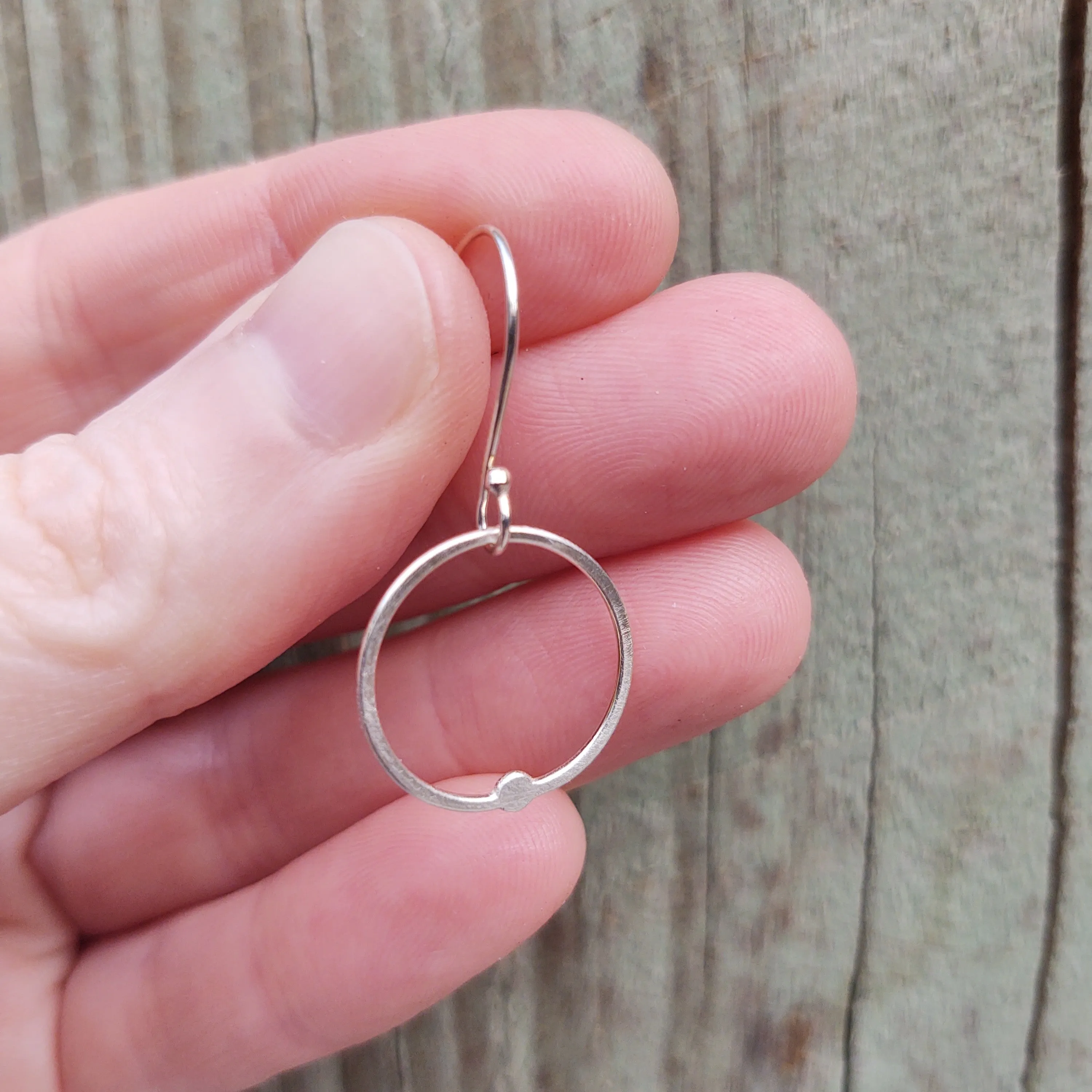 Flattened Drop Small Hoops in Recycled Sterling Silver