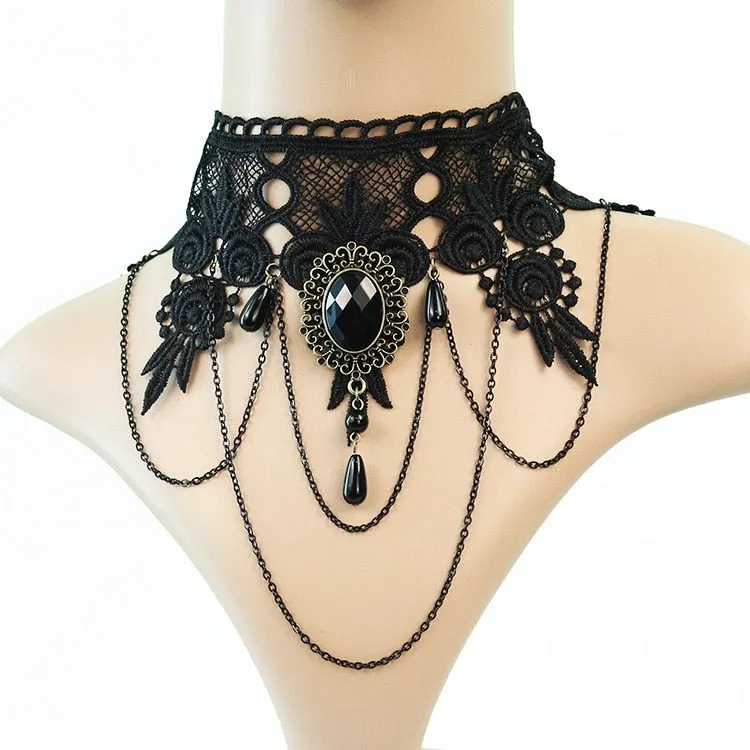 Flytonn Gothic Jewelry Red Bat Christmas Necklace Lace Choker Necklace For Women Nightmare Before Christmas Black Layered Necklace 2022
