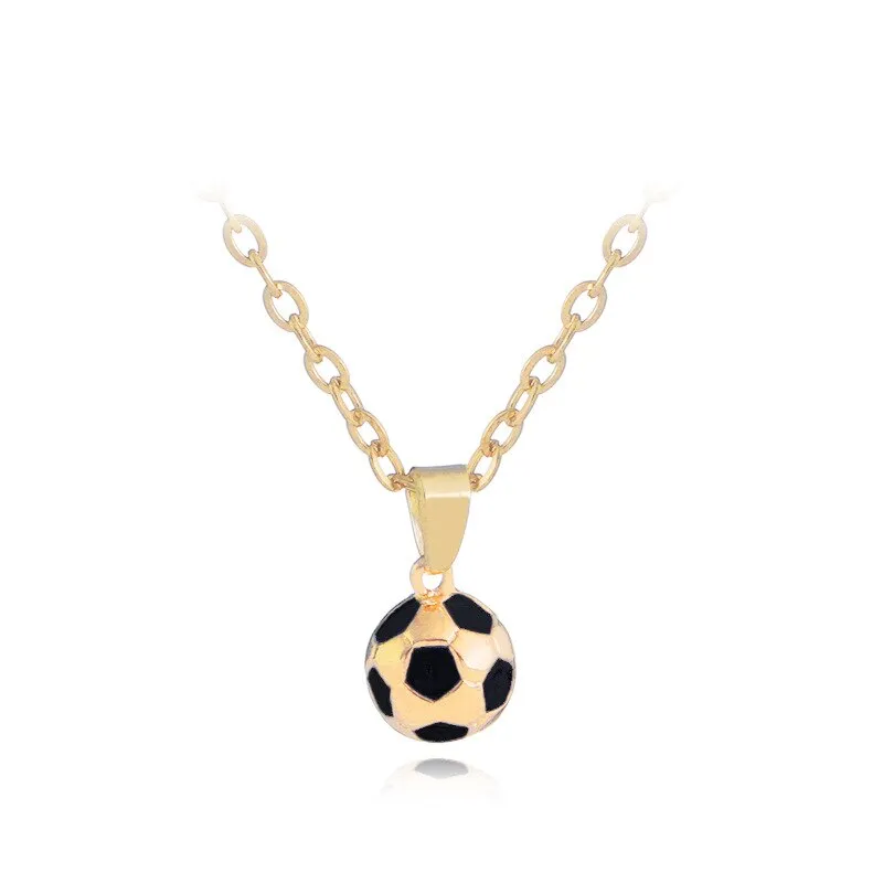 Football Link Chain Soccer Charm Necklace Pendant Gold Color Sport Ball Jewelry