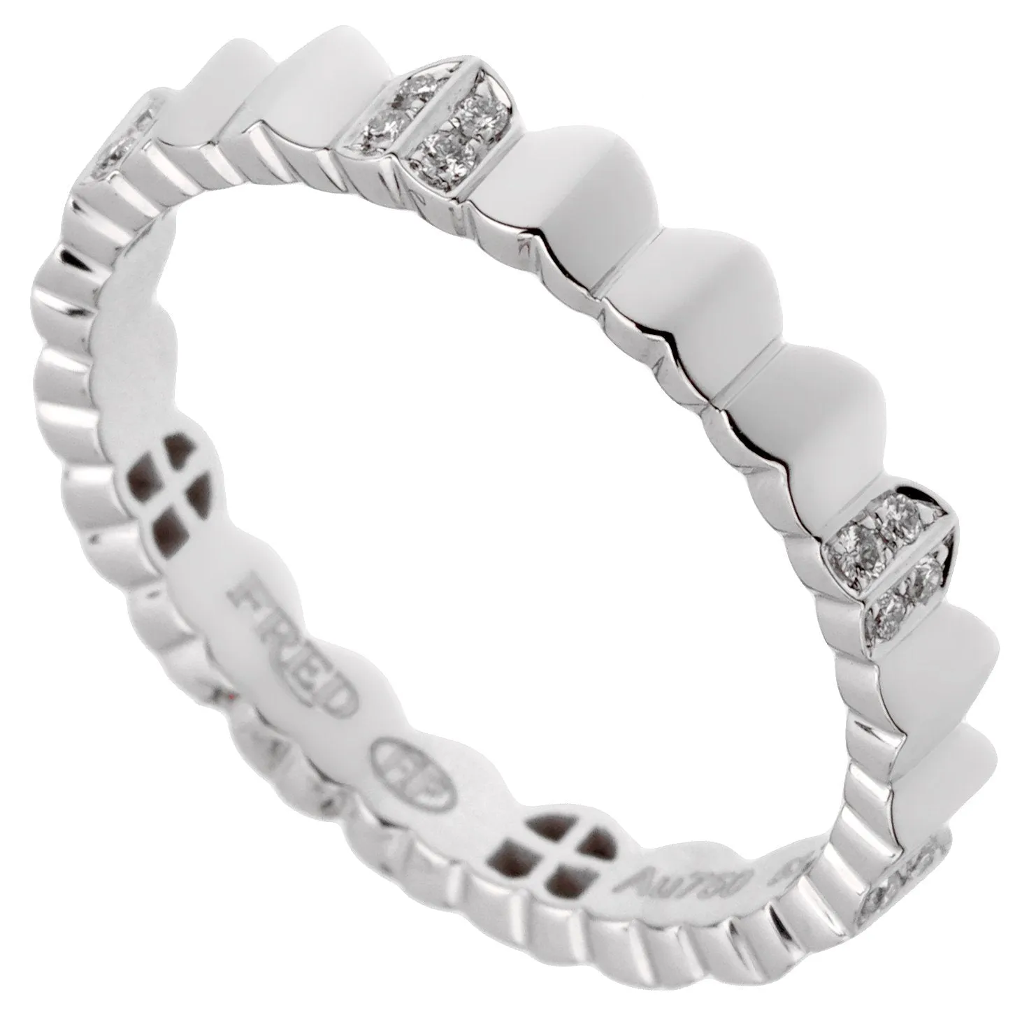 Fred of Paris Arc Diamond White Gold Band Ring Sz 6 1/4