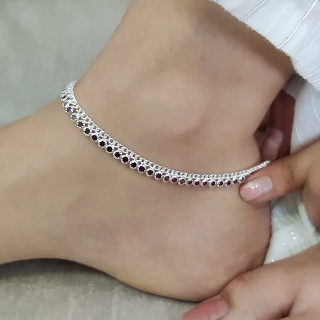 Garnet CZ Shine Anklet