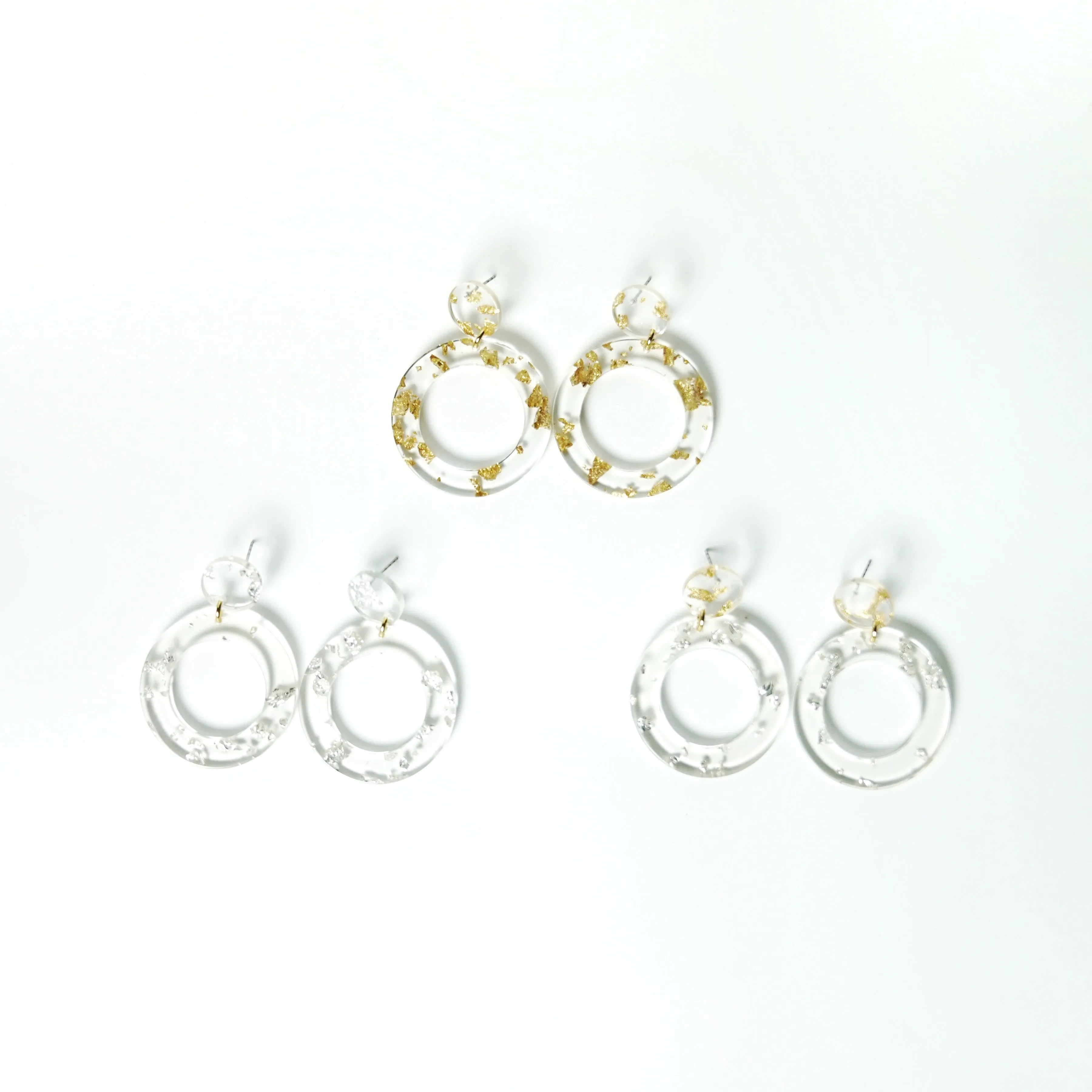 Gatsby Modern Resin Gold Flake Earrings