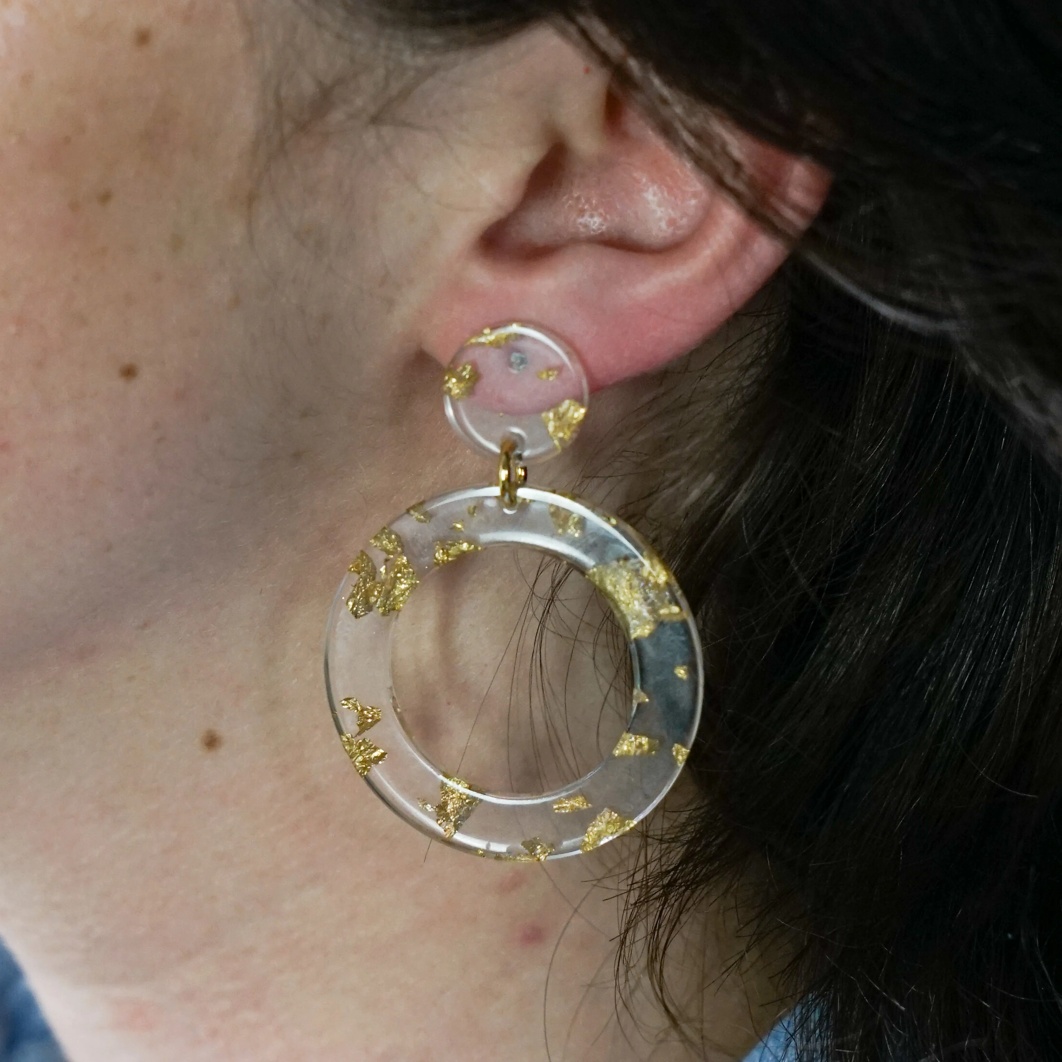 Gatsby Modern Resin Gold Flake Earrings