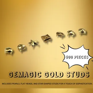 GeMagic Gold Studs - 500 pieces-  Assorted Pack