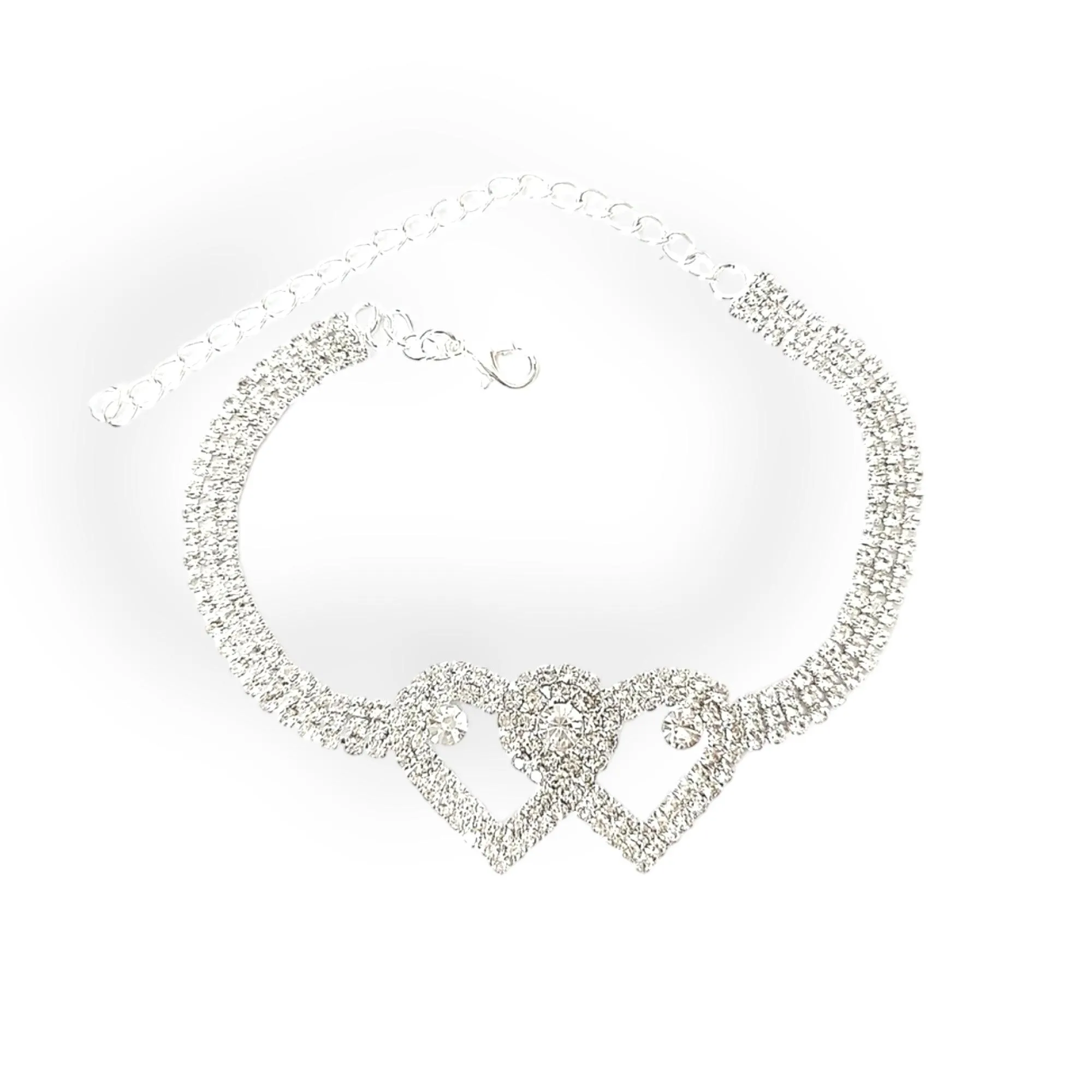 Glittery Open Hearted Anklet Set