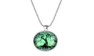 Glowing Pendant Necklace tree of life glass glow For Women