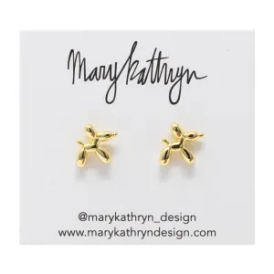 Gold Balloon Dog Studs