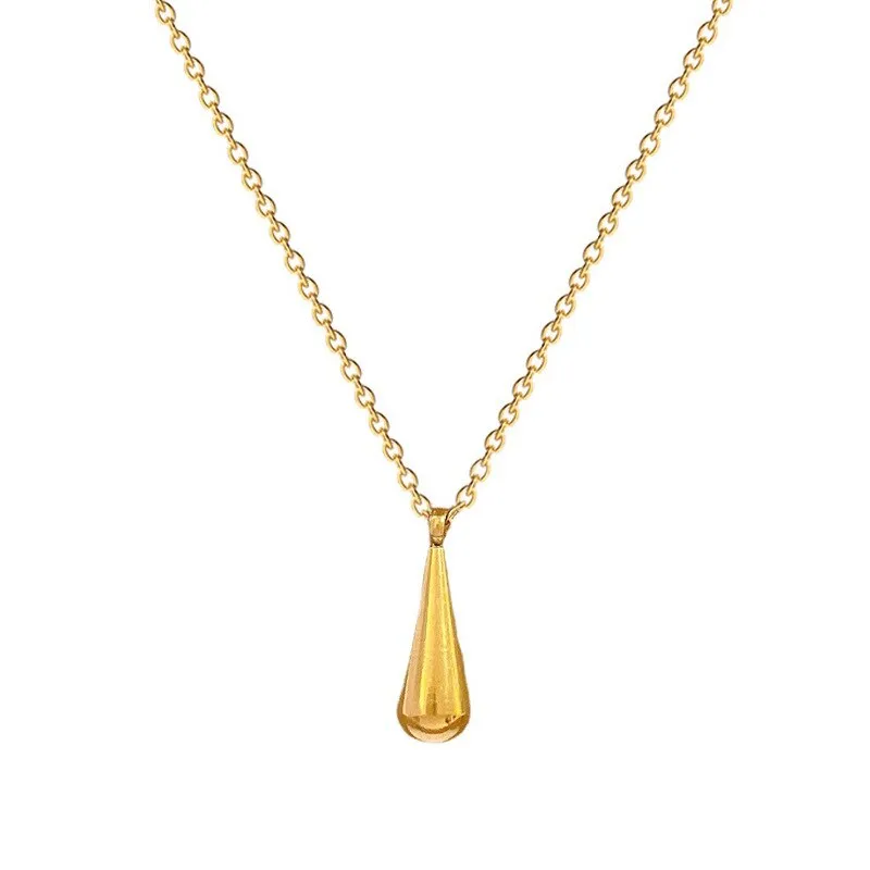Gold Color Korean Sinple Geometric Water Drop Pendant Necklace For Women
