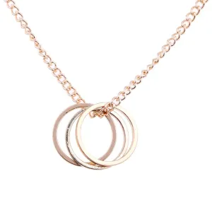 Gold Color Silver Three Circle Pendant Necklace