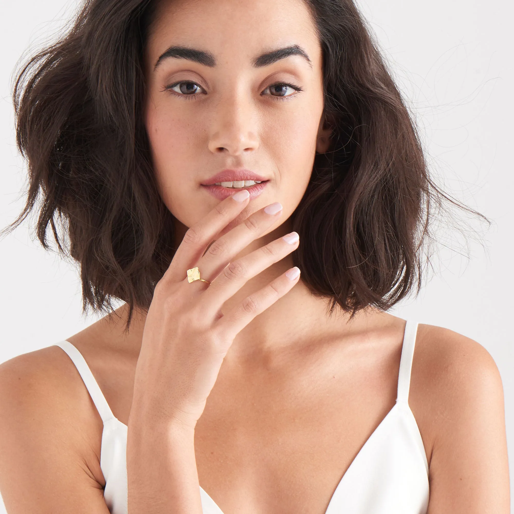 Gold Crush Square Adjustable Ring