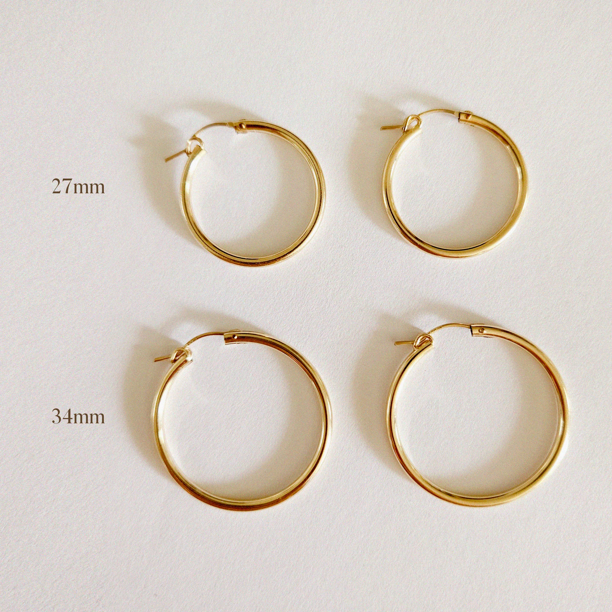 Gold Filled Flex Hoops (27mm/ 34mm)