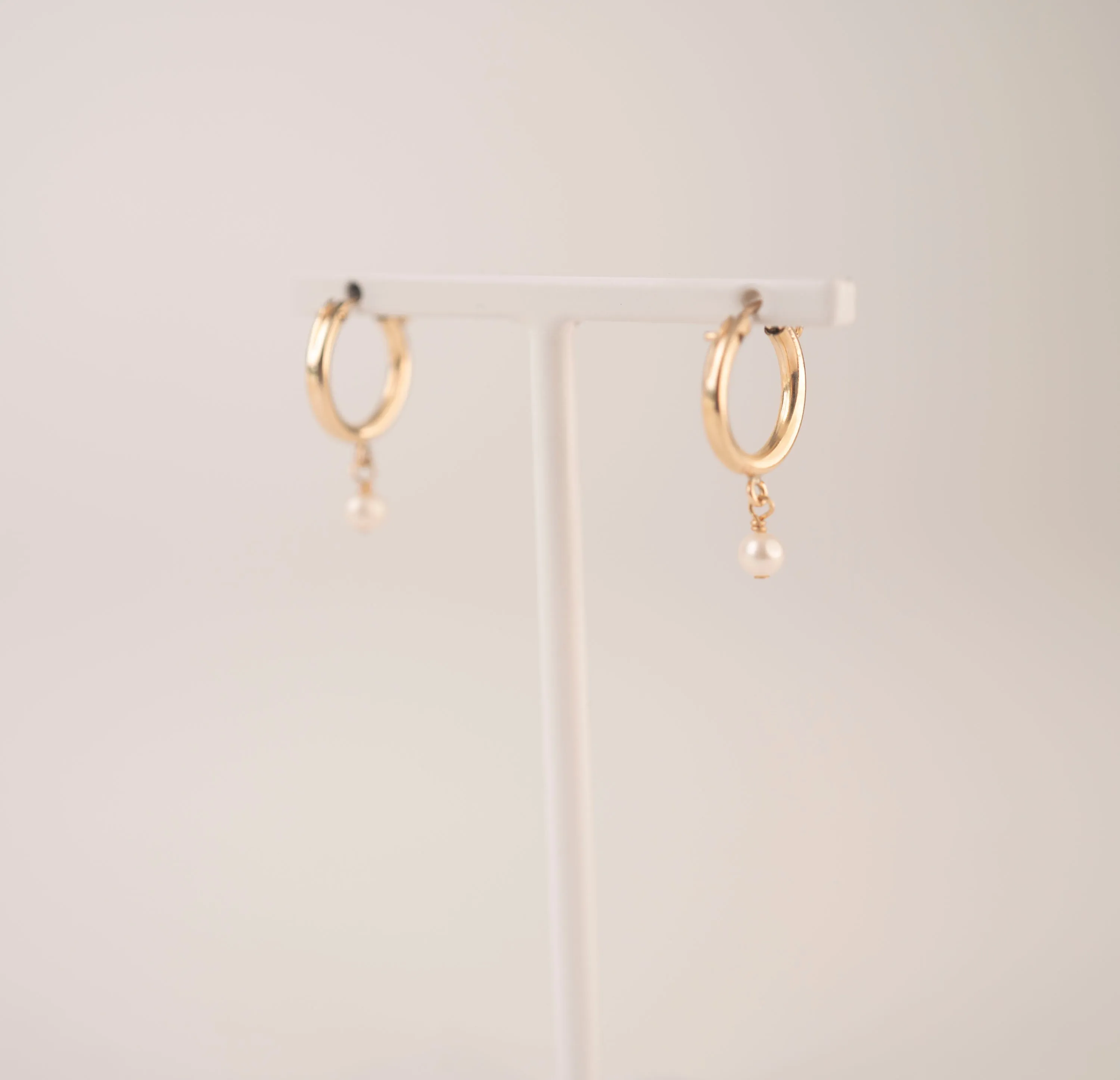 Gold Filled Pearl Clasp Hoops