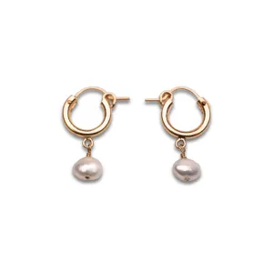 Gold Filled Pearl Clasp Hoops