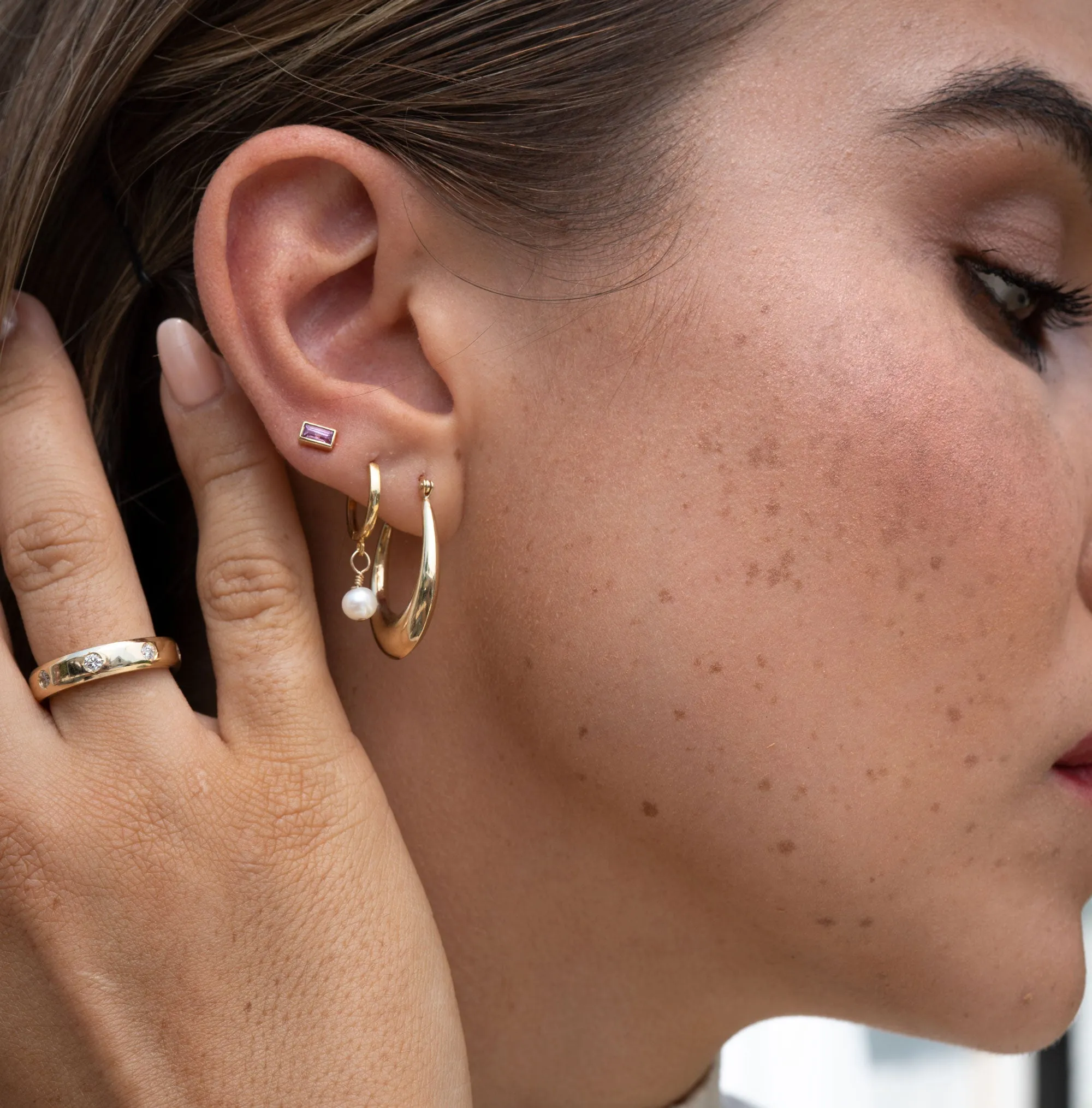 Gold Filled Pearl Clasp Hoops