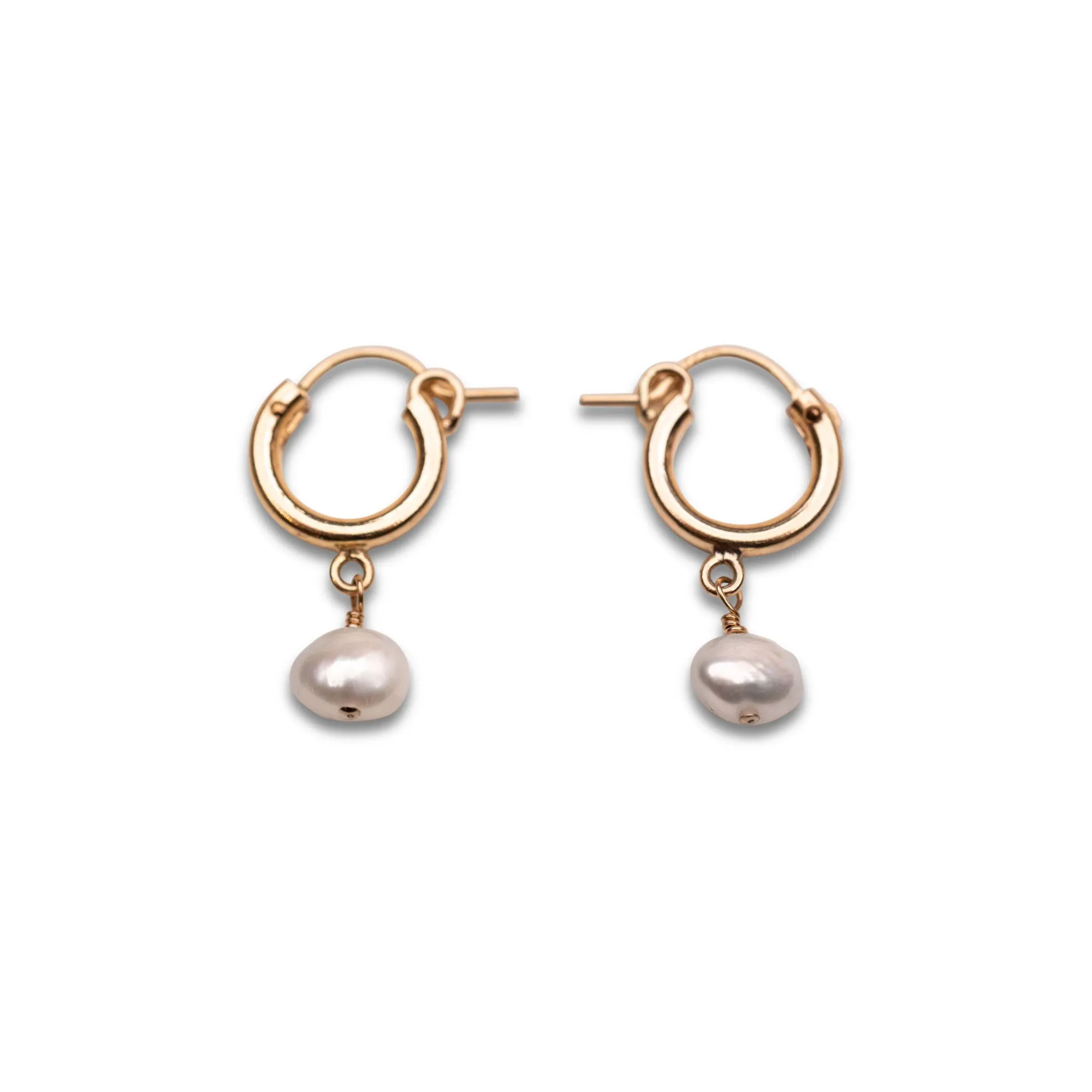 Gold Filled Pearl Clasp Hoops