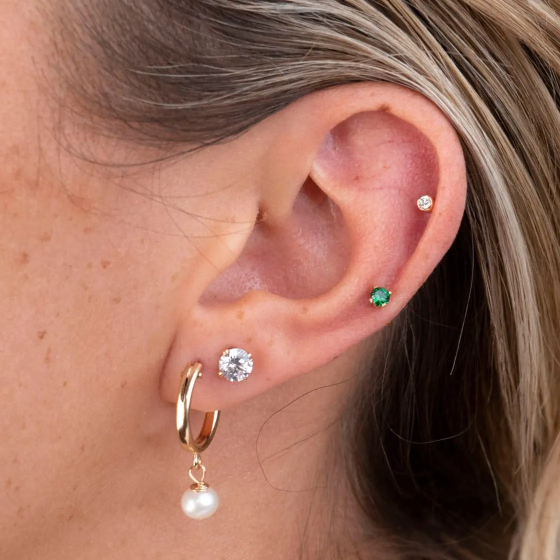 Gold Filled Pearl Clasp Hoops