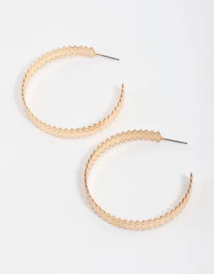 Gold Molten Stamp Hoop Earrings