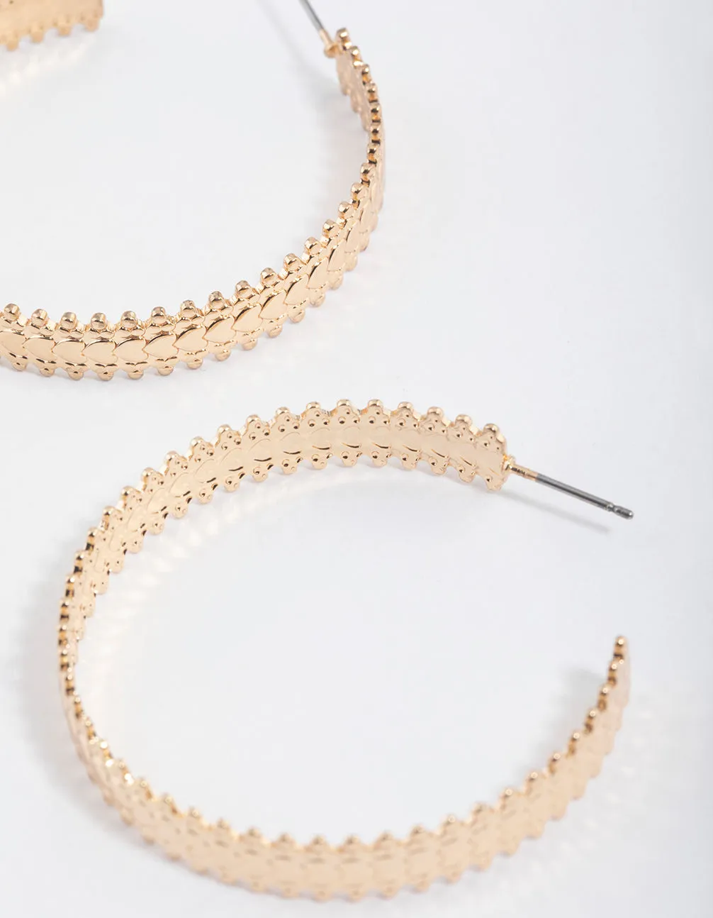 Gold Molten Stamp Hoop Earrings