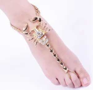 Gold plated anklet scorpion payal vintage look high end celebrity design ggg29