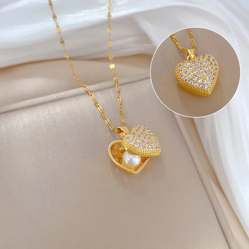 Gold Plated Temperament Shy Pearl Pendant Neckalce For Women