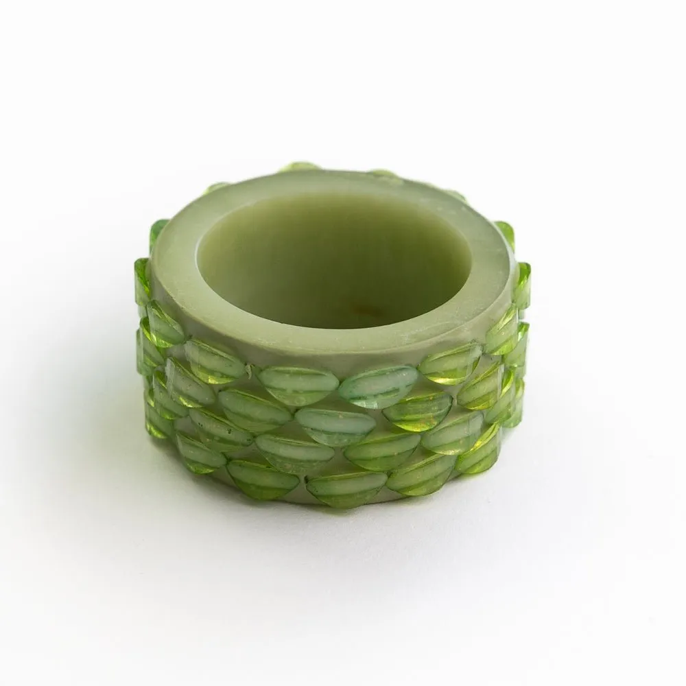 Green Round Resin Beaded Napkin Ring | Set of 4
