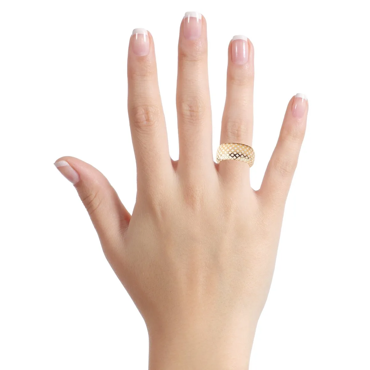 Gucci Diamantissima White Enamel Gold Band Ring