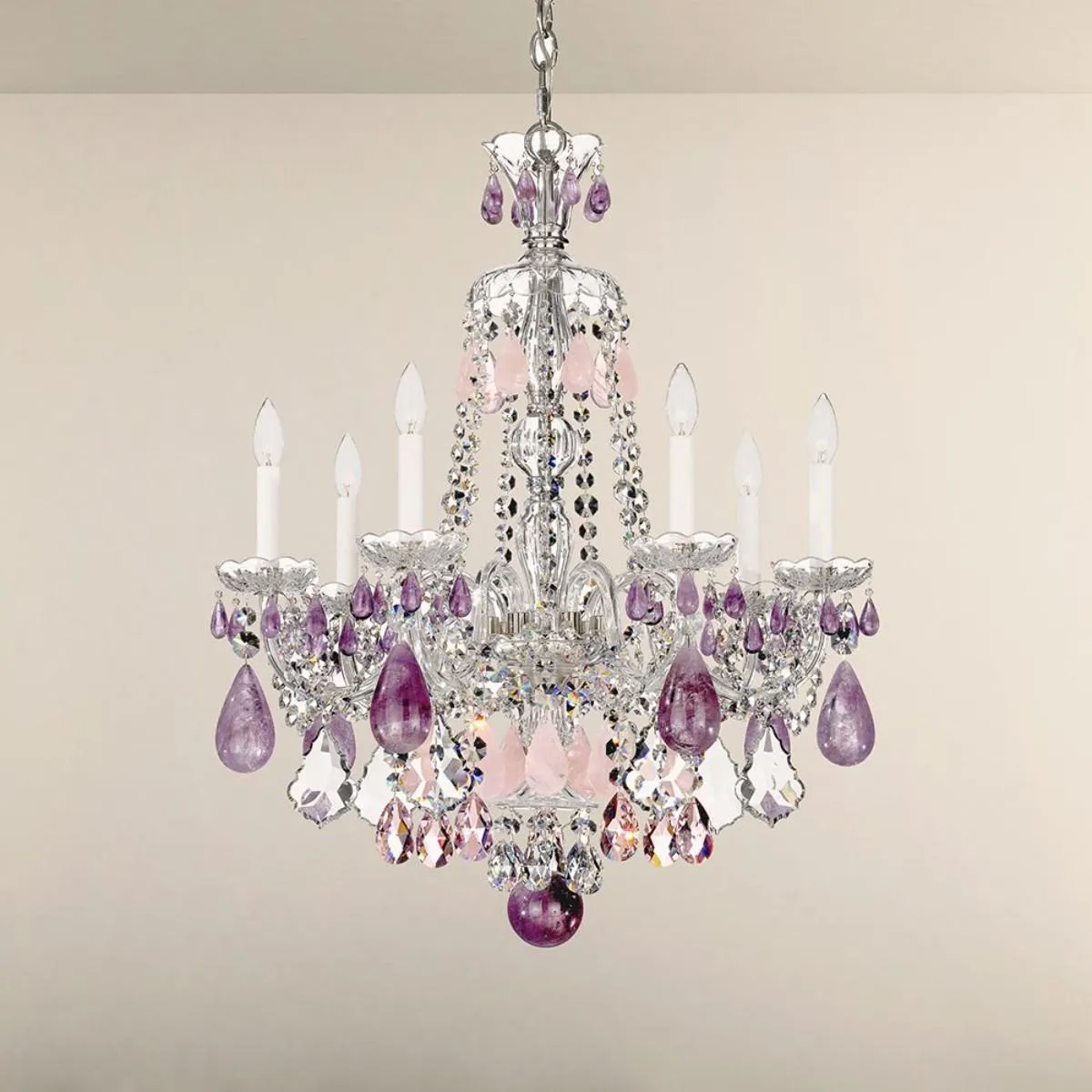 Hamilton Rock Crystal 7 Light Jet Black Chandelier with Jet Black Rock Crystals