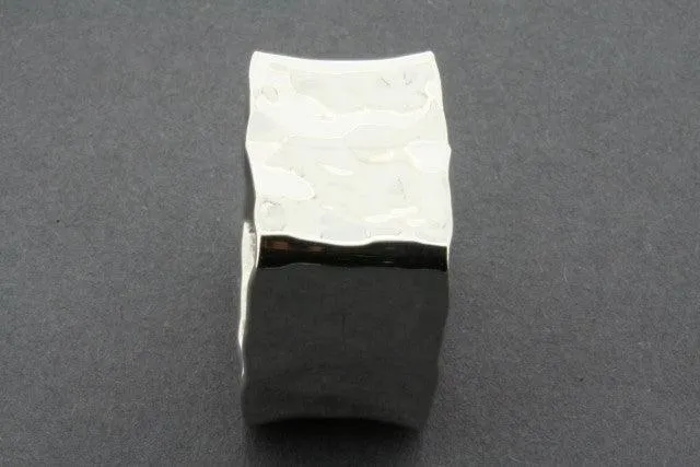 Hammered square ring - sterling silver