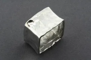 Hammered square ring - sterling silver