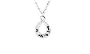 Hollow Heart Engraved Silver Pendant Necklace