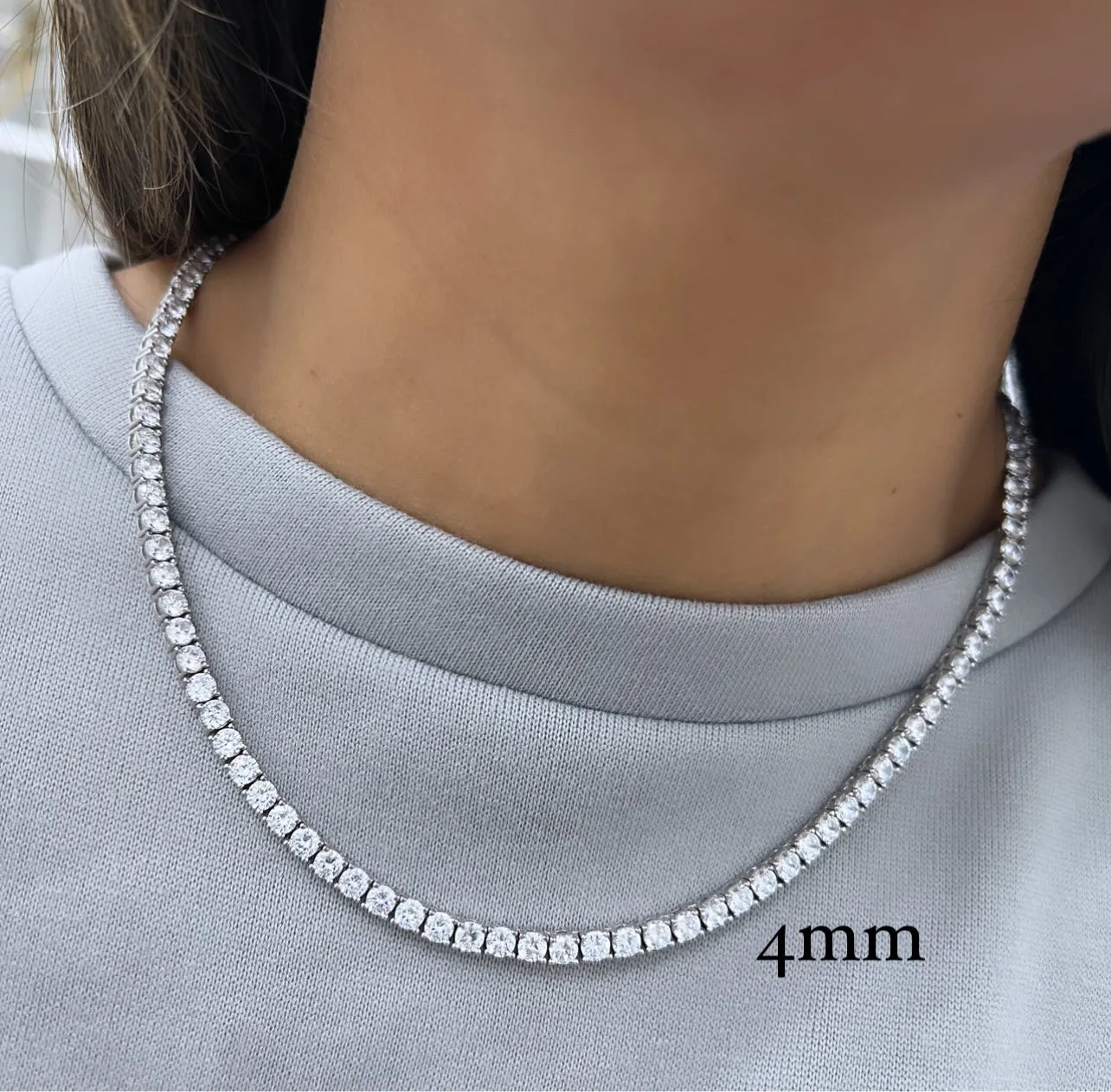Ibiza Diamond CZ's 4 Prong Tennis Necklace