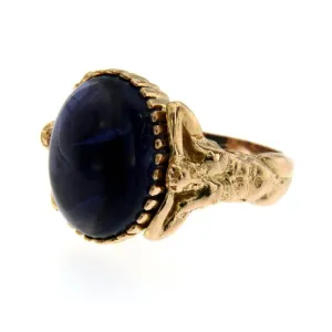 Iolite Gold Sculptural Man Body Dome Gold Ring