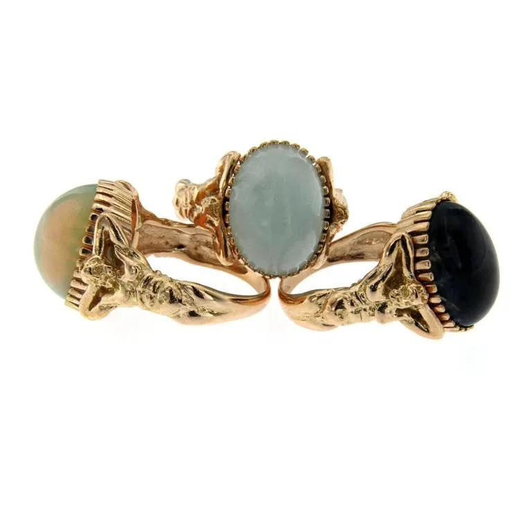 Iolite Gold Sculptural Man Body Dome Gold Ring