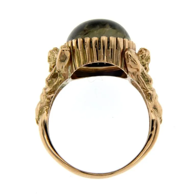 Iolite Gold Sculptural Man Body Dome Gold Ring