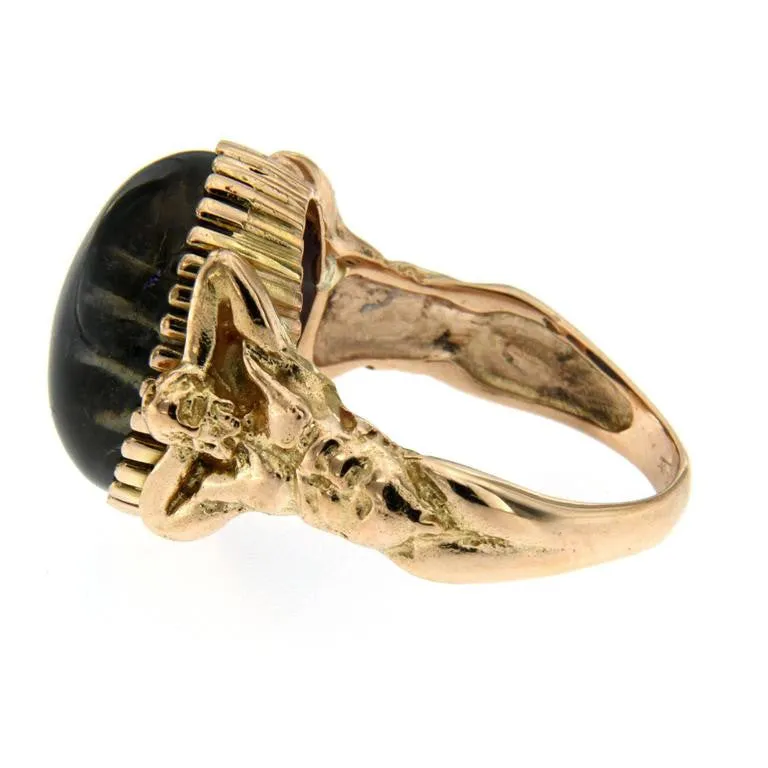 Iolite Gold Sculptural Man Body Dome Gold Ring