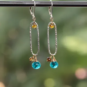 Isla - Peacock Quartz and Tourmaline Drop Earrings