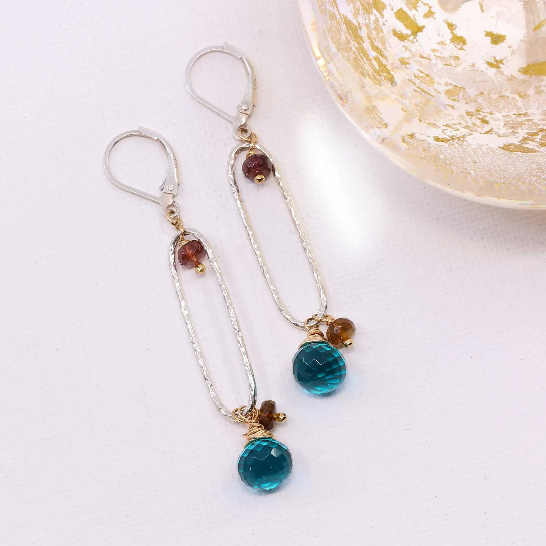Isla - Peacock Quartz and Tourmaline Drop Earrings