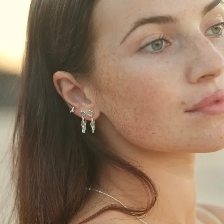 Kalani Silver Labradorite Front to Back Stud Earrings