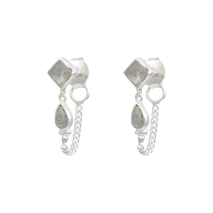 Kalani Silver Labradorite Front to Back Stud Earrings