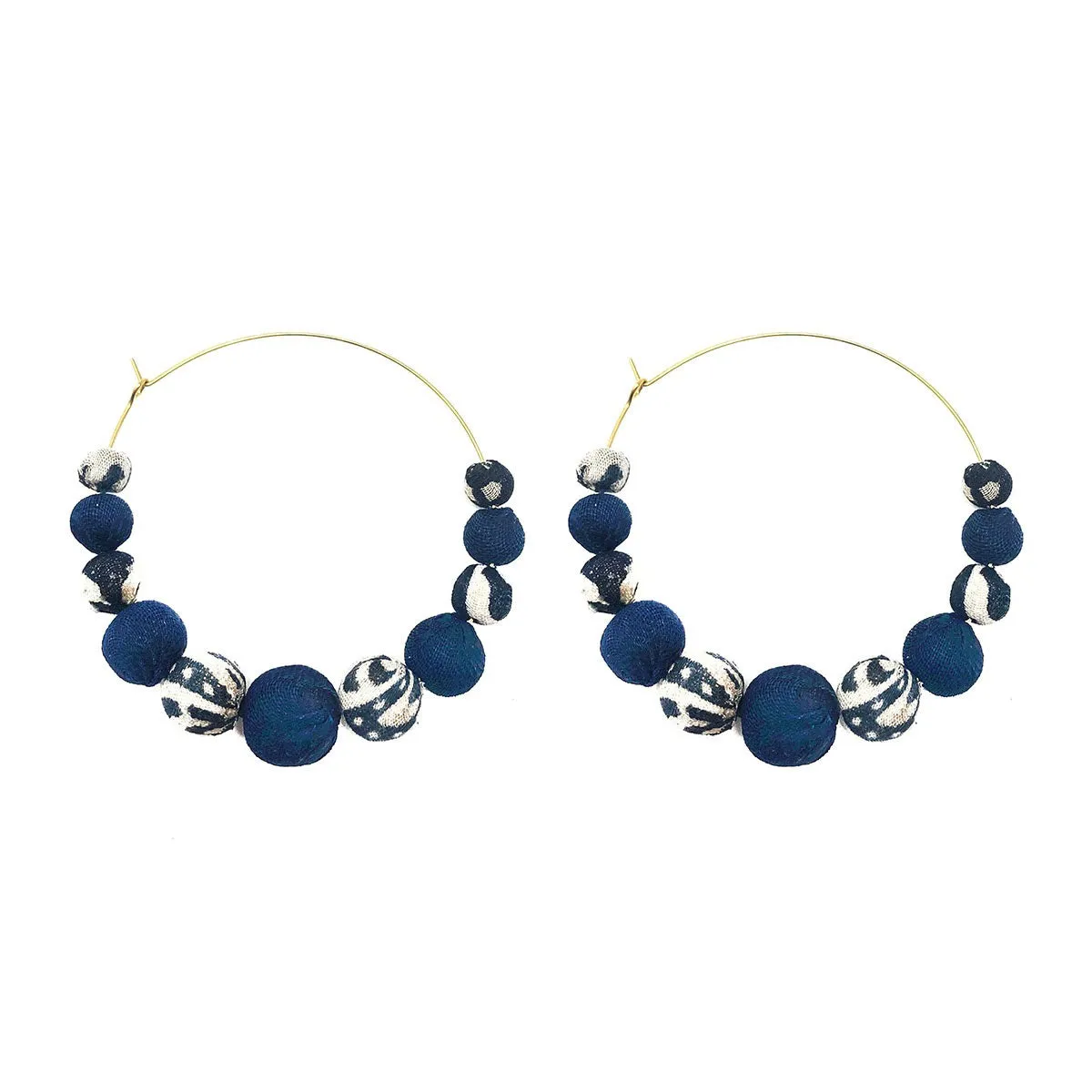 KANTHA INDIGO GRADUATED HOOPS