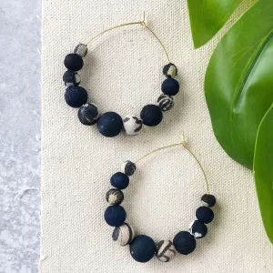 KANTHA INDIGO GRADUATED HOOPS