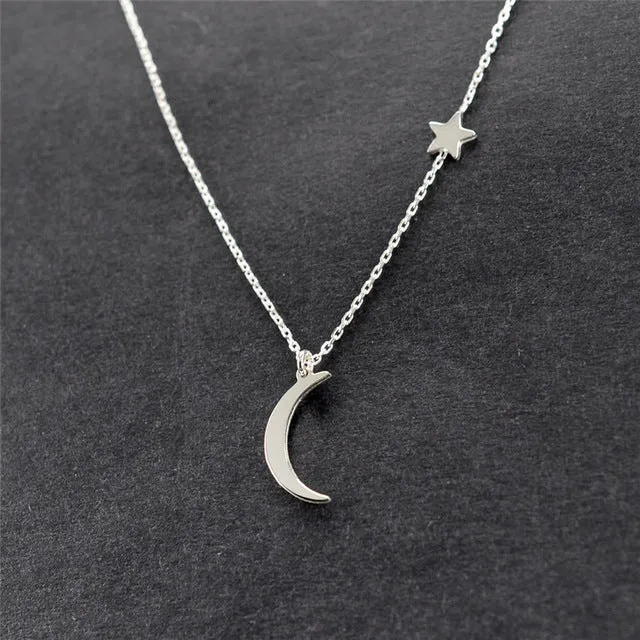 Kolye Bohemia Gold Silver Color Star Moon