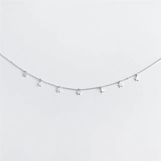 Kolye Bohemia Gold Silver Color Star Moon