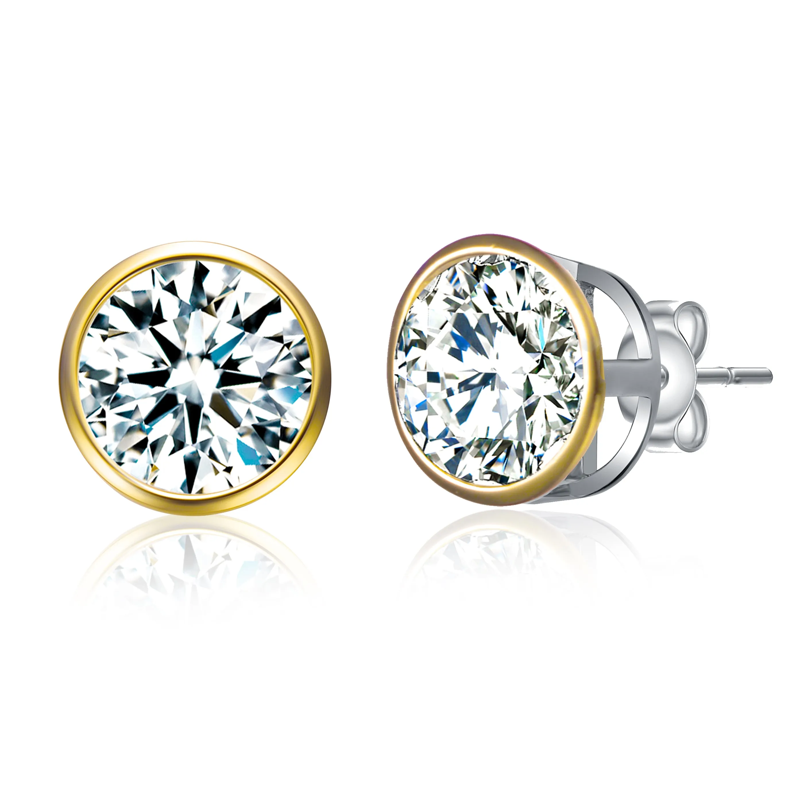 La Scène Moissanite Modern Bezel Stud Earrings