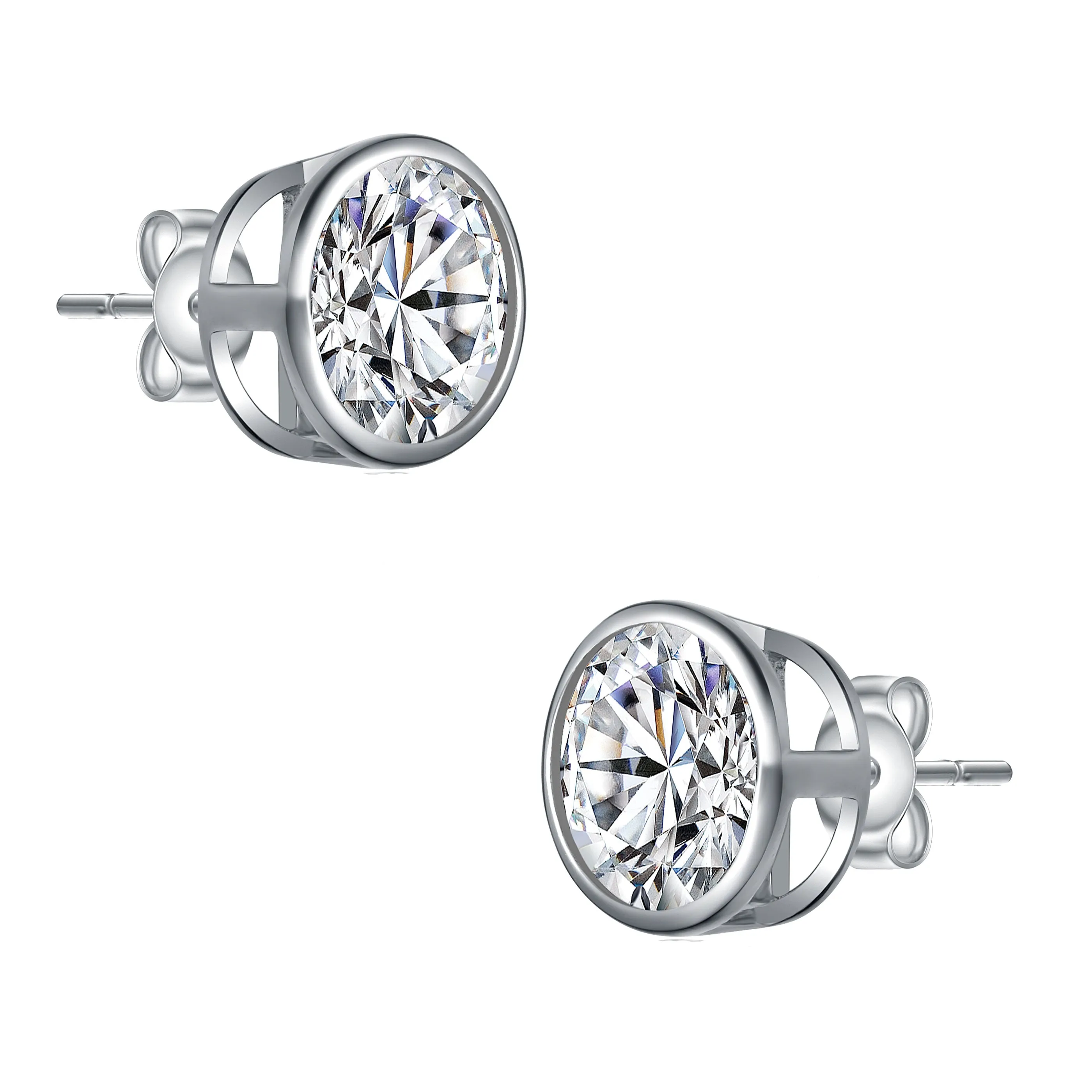 La Scène Moissanite Modern Bezel Stud Earrings