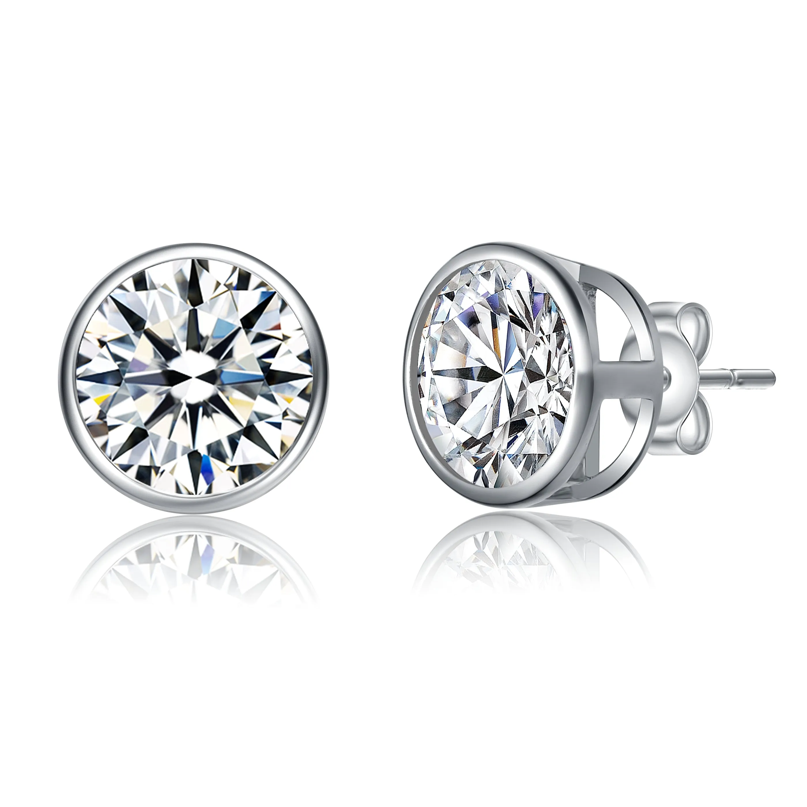 La Scène Moissanite Modern Bezel Stud Earrings